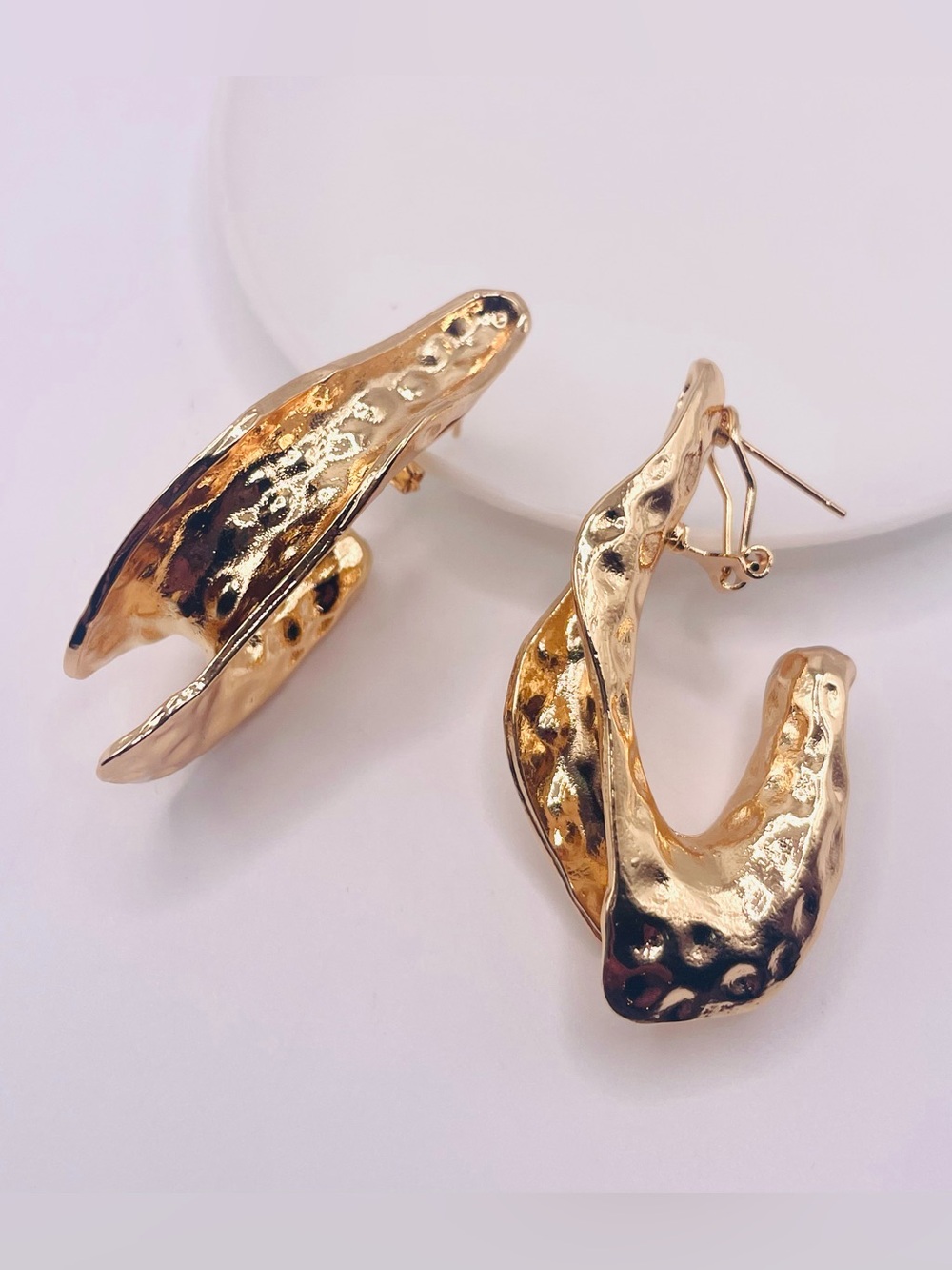 Zara Hammered Gold Hoop Earrings